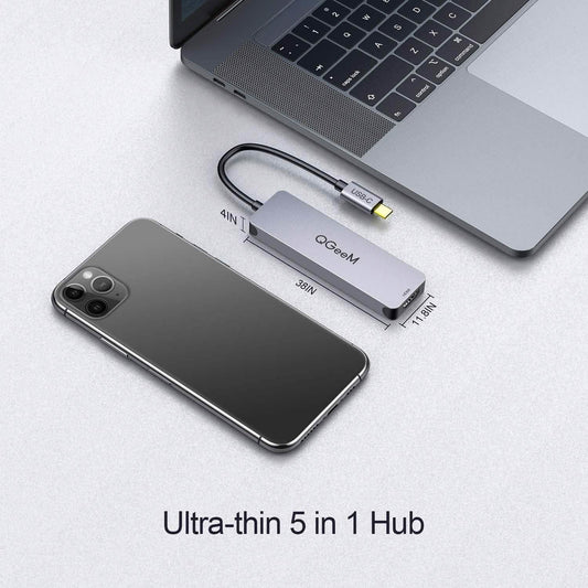 QGeeM 5-in-1 USB C to HDMI Adapter with 4K HDMI Output Otarealm