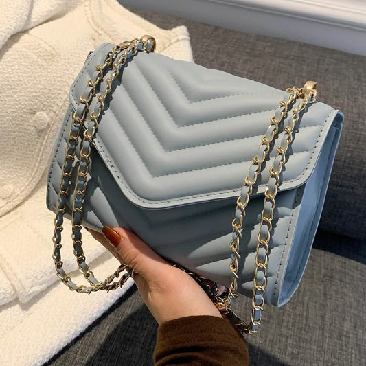 Quilted Pattern Flap Chain Square Bag Otarealm