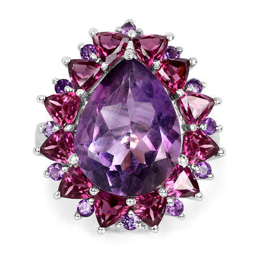 11.22 Carat Genuine Amethyst & Rhodolite .925 Sterling Silver Ring Otarealm
