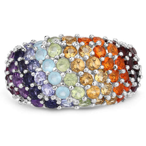 4.16 Carat Genuine Multi Stones .925 Sterling Silver Ring Otarealm