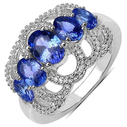2.13 Carat Genuine Tanzanite .925 Sterling Silver Ring Otarealm