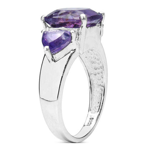 4.10 Carat Genuine Amethyst .925 Sterling Silver Ring Otarealm