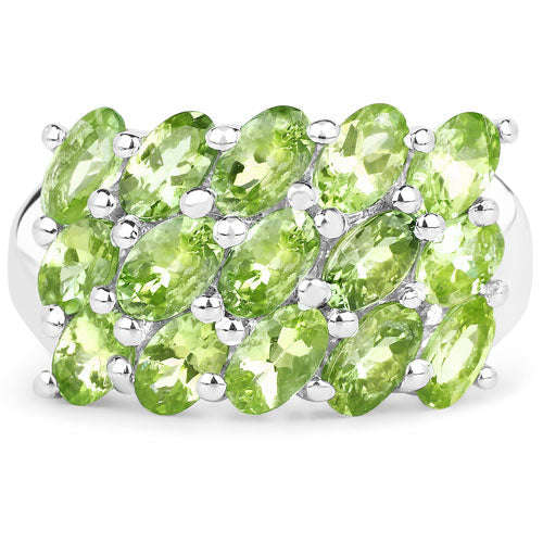3.45 Carat Genuine Peridot .925 Sterling Silver Ring Otarealm