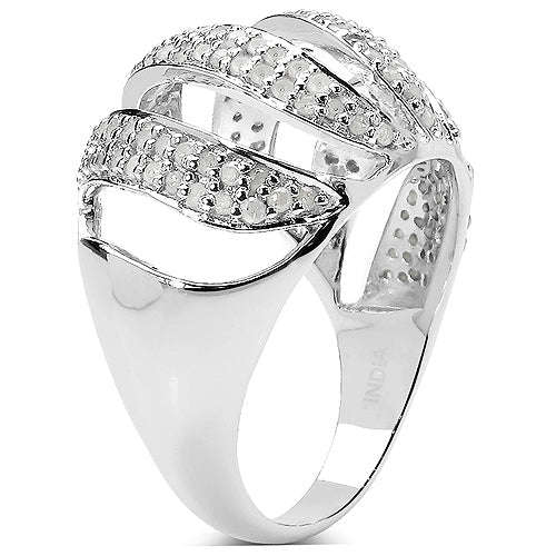 0.98 Carat Genuine White Diamond .925 Sterling Silver Ring Otarealm