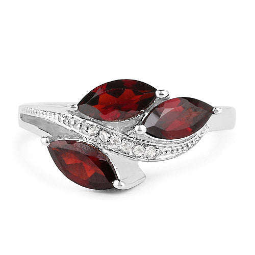1.98 Carat Genuine Garnet and White Topaz .925 Sterling Silver Ring Otarealm