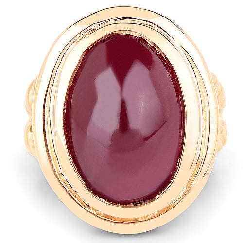 14K Rose Gold Plated 17.60 Carat Genuine Glass Filled Ruby .925 Sterling Silver Ring Otarealm