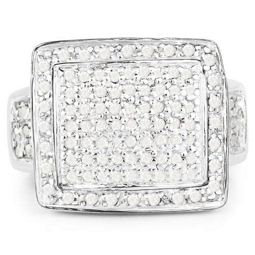 0.61 Carat Genuine White Diamond .925 Sterling Silver Ring Otarealm