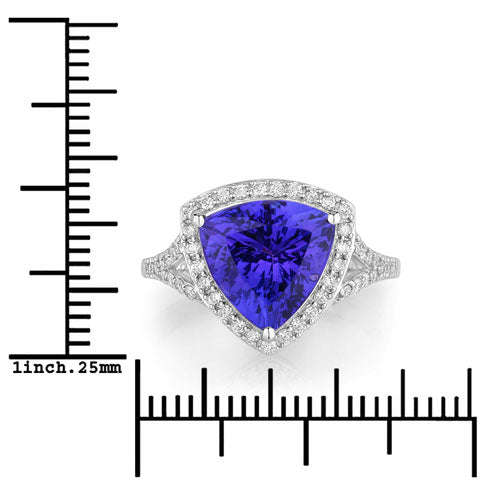 4.42 Carat Genuine Tanzanite and White Diamond 14K White Gold Ring Otarealm