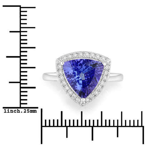 3.23 Carat Genuine Tanzanite and White Diamond 14K White Gold Ring Otarealm
