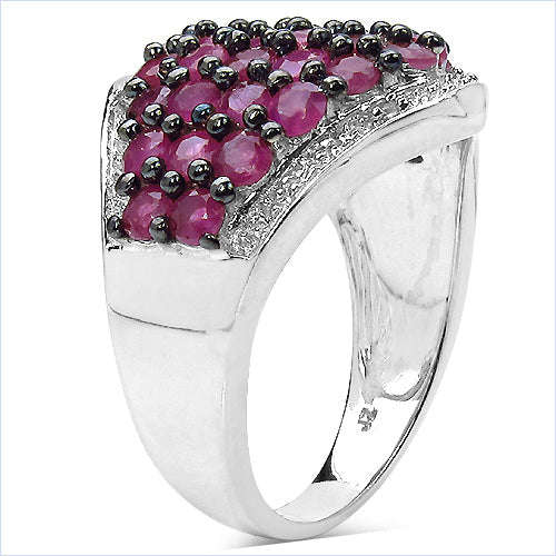 2.76 Carat Genuine Ruby & White Topaz .925 Sterling Silver Ring Otarealm