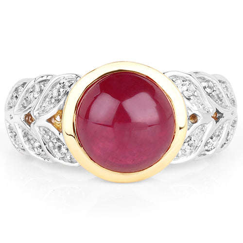 5.11 Carat Glass Filled Ruby and White Topaz .925 Sterling Silver Ring Otarealm