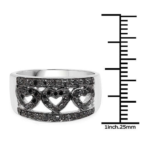 0.32 Carat Genuine Black Diamond .925 Sterling Silver Ring Otarealm