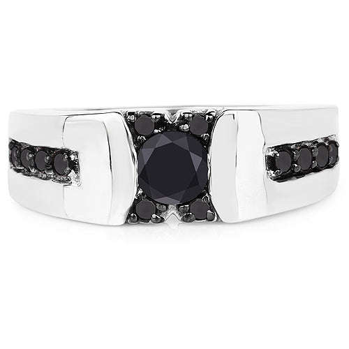 0.83 Carat Genuine Black Diamond .925 Sterling Silver Ring Otarealm