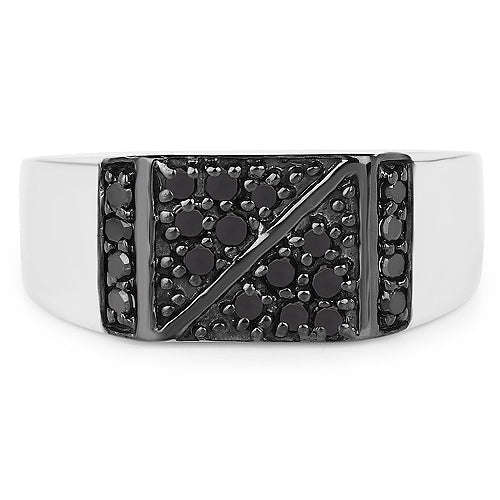 0.35 Carat Genuine Black Diamond .925 Sterling Silver Ring Otarealm