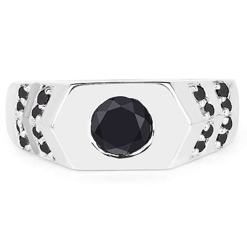 1.53 Carat Genuine Black Diamond .925 Sterling Silver Ring Otarealm