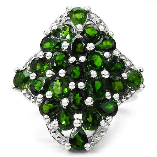 3.73 Carat Genuine Chrome Diopside .925 Sterling Silver Ring Otarealm