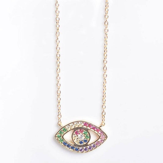 Rainbow CZ Eye Necklace Otarealm
