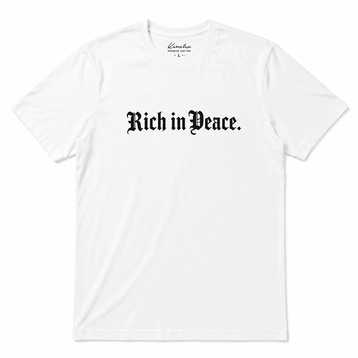 Rich in Peace Organic Tee (White with Navy print) Otarealm