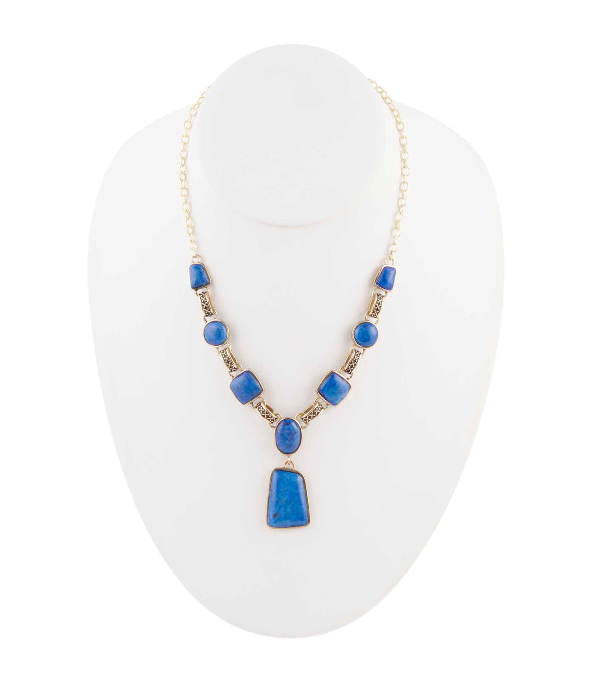 Royal Blue Lapis Golden Pendant Necklace Otarealm