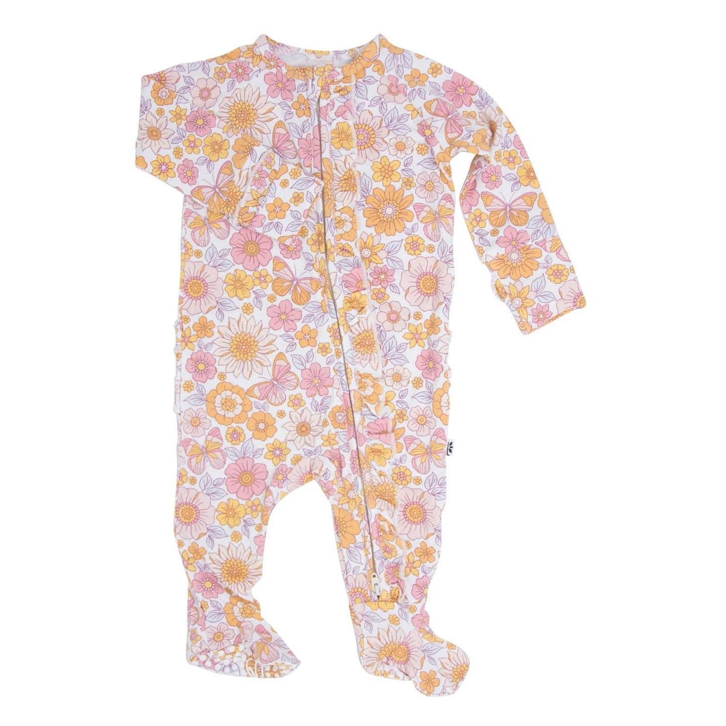 Retro Vintage Flowers Ruffle Footie Otarealm
