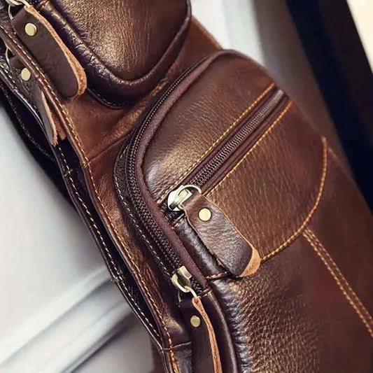 Rugged Vintage Leather Sling Bag Otarealm