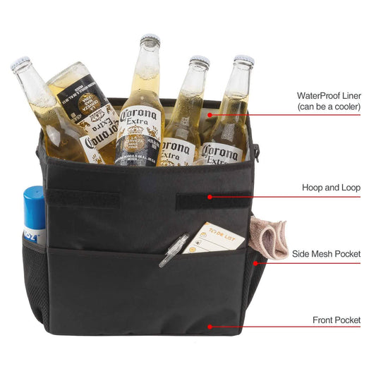 Ryhpez Car Trash Can with Lid - Car Trash Bag Hanging with Storage Pockets Otarealm