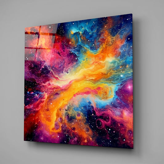 Rainbow Nebula Cosmos Glass Wall Art