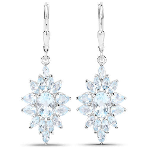 19.18 Carat Genuine Blue Topaz .925 Sterling Silver 3 Piece Jewelry Set (Ring, Earrings, and Pendant w/ Chain) Otarealm