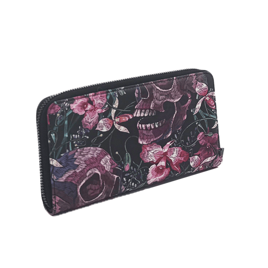 Skulls and Flowers Clutch Wallet