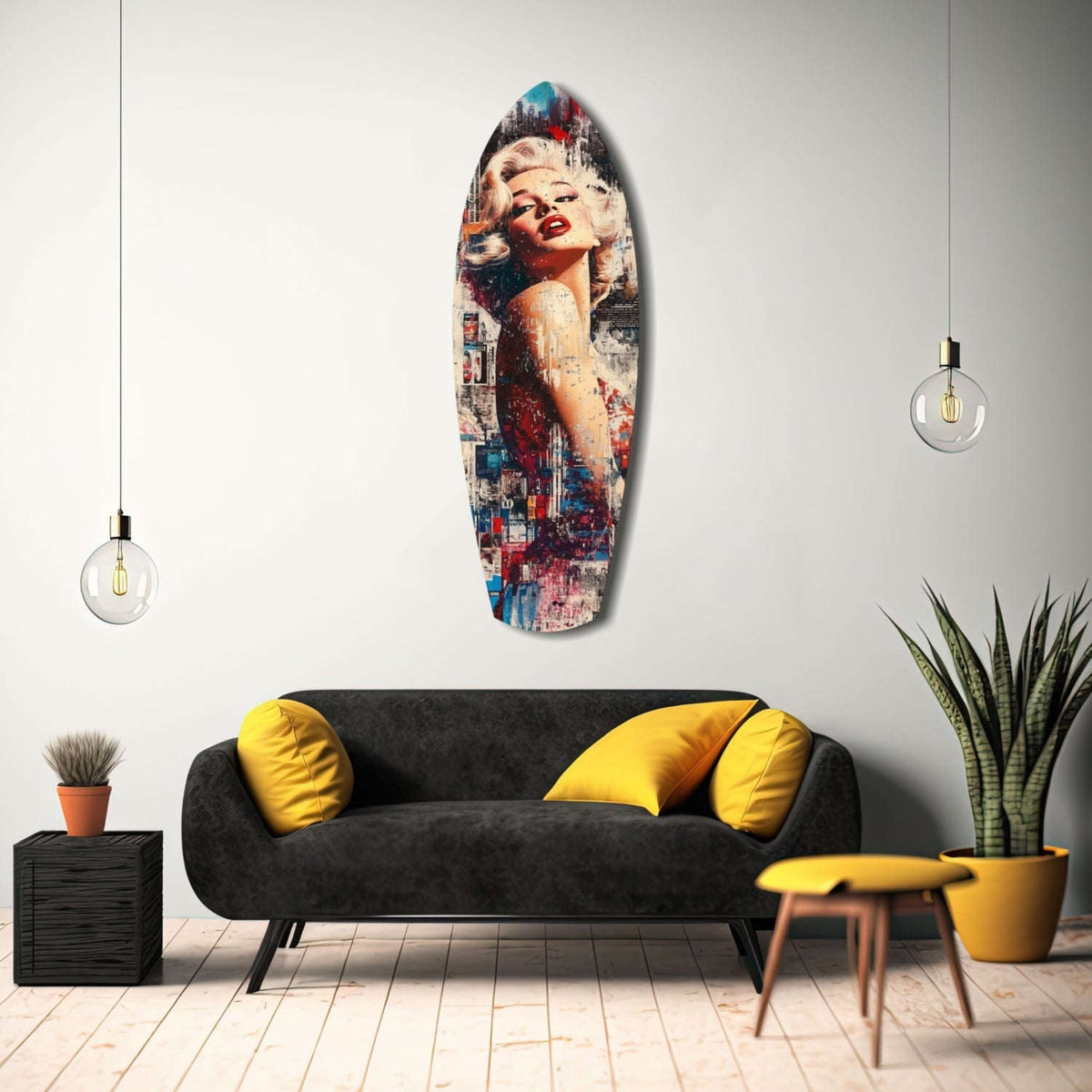 Collage Blonde Glamour Red Lips Glass Wall Art Otarealm