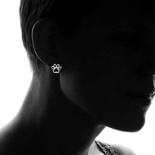 Sterling Silver Paw Stud Earrings Otarealm