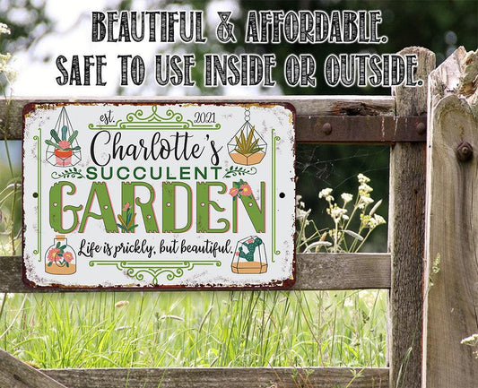 Personalized - Succulent Garden - Metal Sign