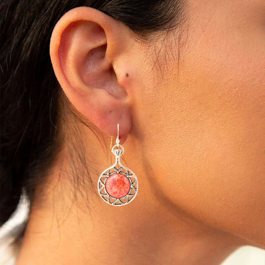 Sun Orange Sponge Coral Golden Drop Earrings Otarealm
