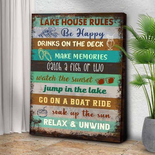 Lake House Rules Sign III Otarealm