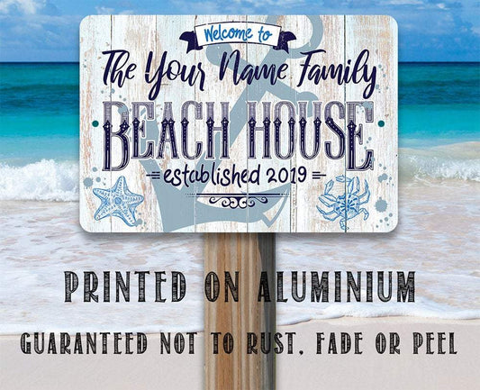 Personalized - Beach House - Metal Sign