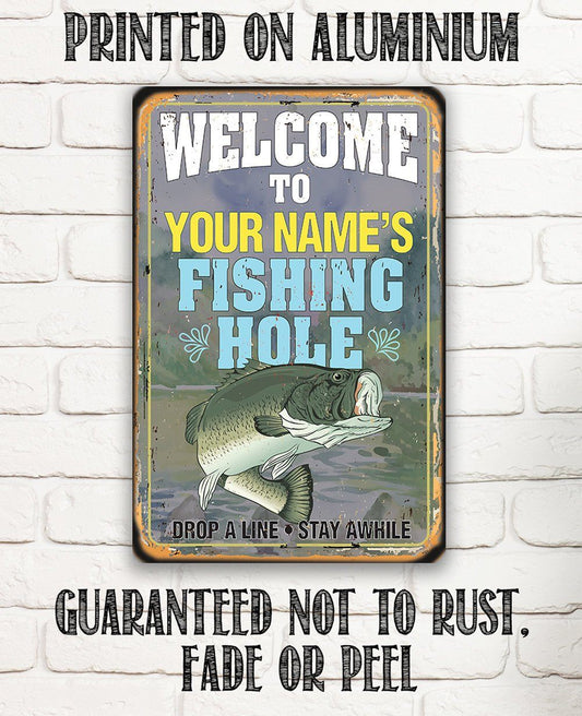 Personalized - Fishing Hole - Metal Sign