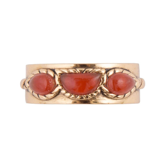 Triple Stone Orange Carnelian and Golden Ring Otarealm