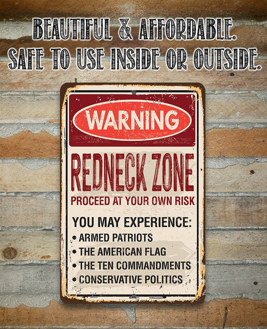 Warning Redneck Area - Metal Sign