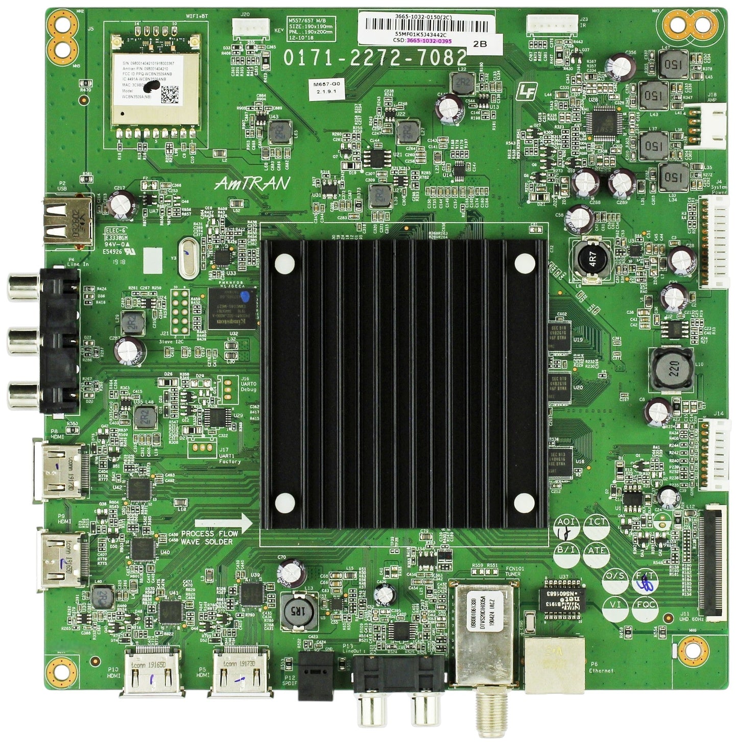 3665-1032-0150 Vizio Main Board, 3665-1032-0395, 0171-2272-7082, M657-G0 LAUAQDLV, M657-G0 Otarealm