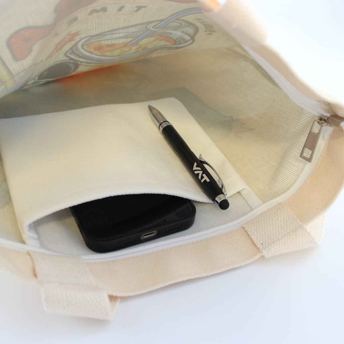 Cream Boba Tote Bag – Cute Gift with Keychain & Enamel Pin