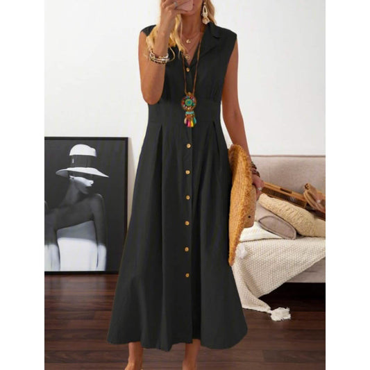 Women's A-Line Shirt Collar Casual Dress Otarealm