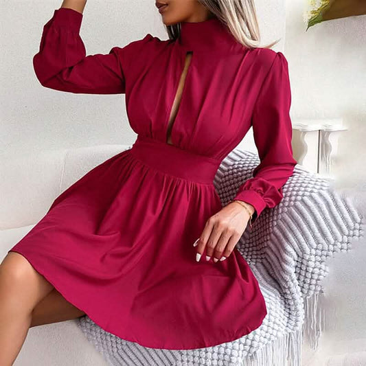 Women's A Line Turtleneck Mini Dress Otarealm