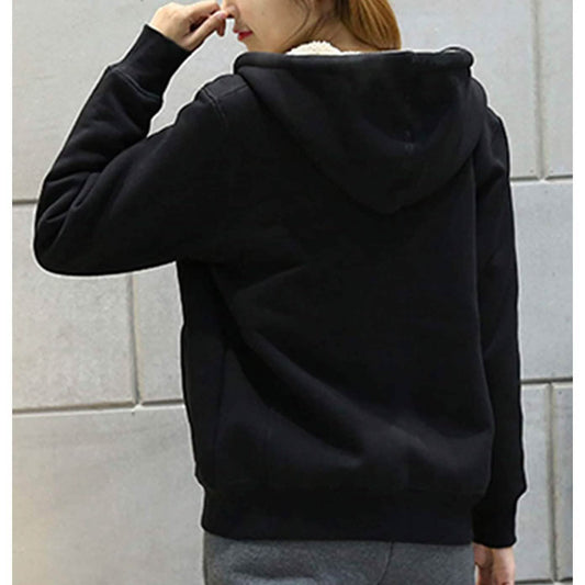 Women's Casual Winter Warm Sherpa Lined Zip Up Hooded Sweatshirt Jacket Otarealm
