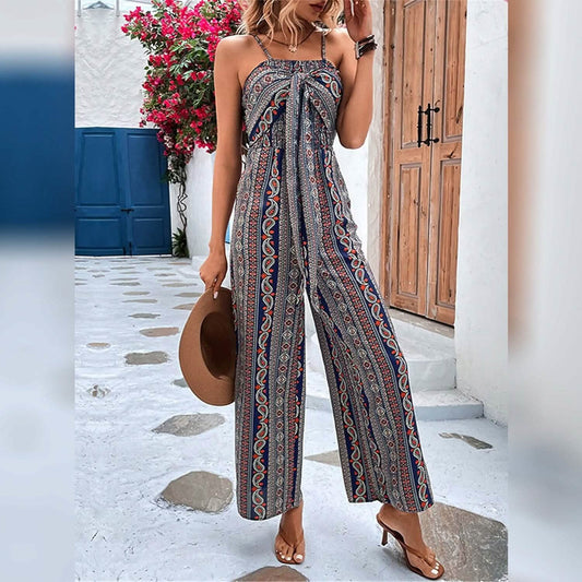 Women's Jumpsuit Pocket Print Geometric Square Otarealm