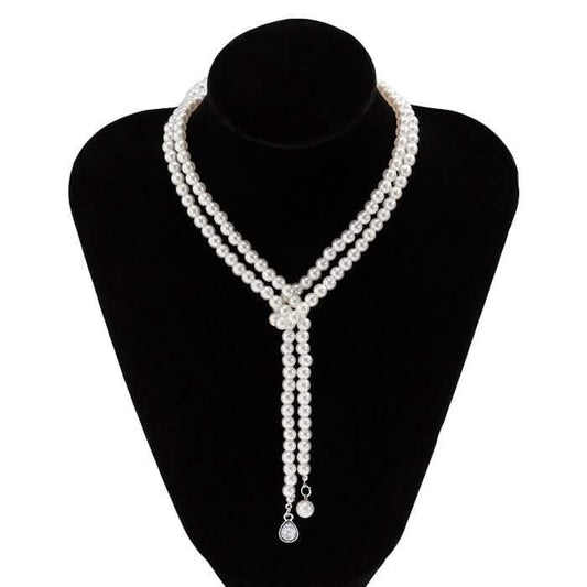 Women's Elegant Multi-Layered Faux Pearl Necklace, Boho Tassel Pendant, Dual-Strand Jewelry Otarealm