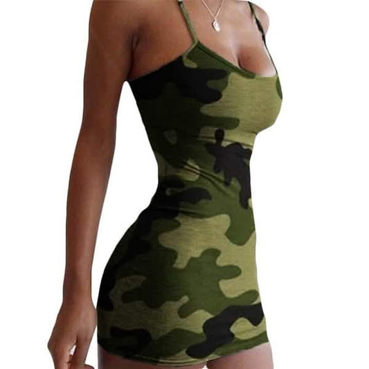 Women's Sexy Sleeveless Camouflage Mini Dress Otarealm