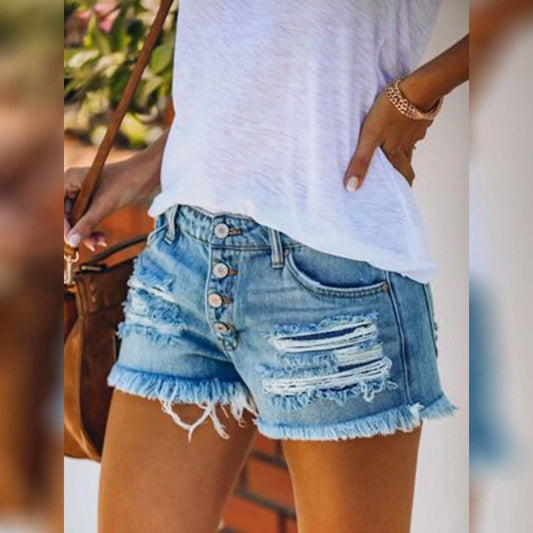 Women's Shorts Hot Pants Distressed Jeans Denim Otarealm