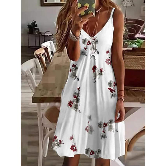 Women's V-Neck Casual Sling Dress Otarealm
