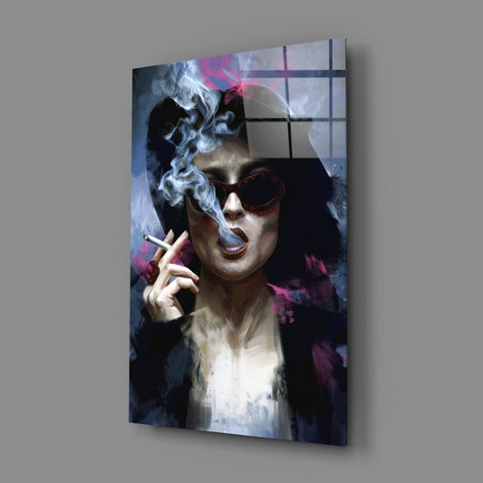 Smoking Rebel Muse Glass Wall Art