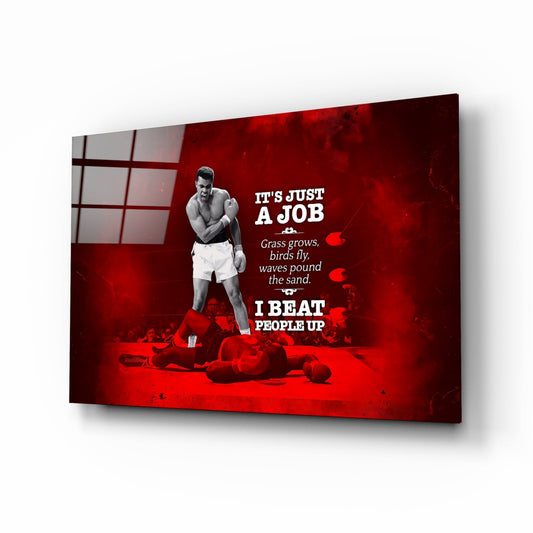 Crimson Boxer Quote Poster Glass Wall Art